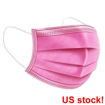 Disposable 3-Ply Protective Face Mask With Ear Loops - Pink